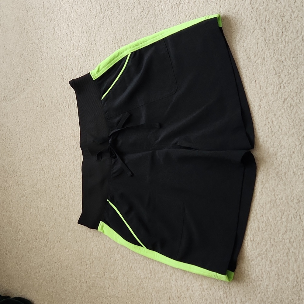 TEK GEAR Shorts Black & Neon Green Size S